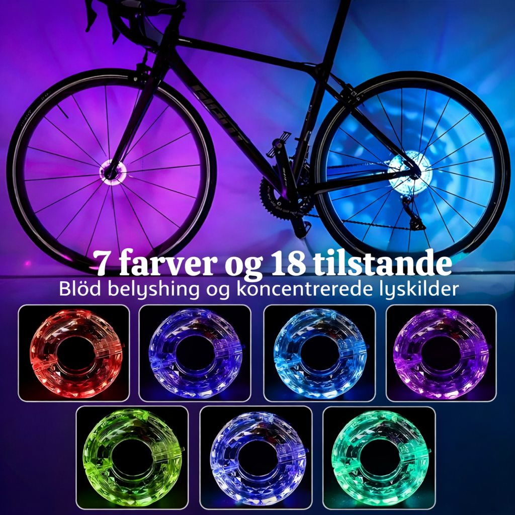 BikeGlød™ – Smart RGB cykelhjulslys med bevægelsessensor