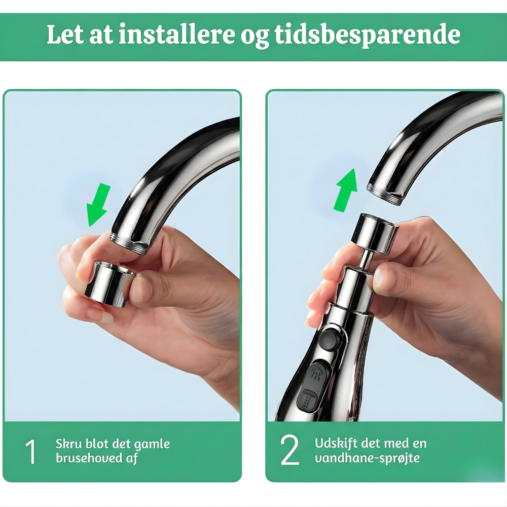 VandFlow™ – Universel 360° Roterende Køkkenhane Forlænger