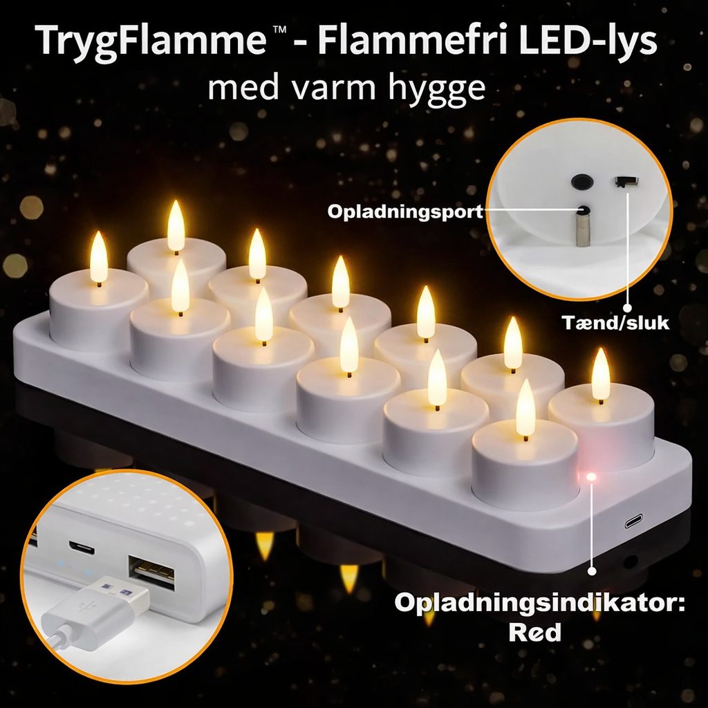 TrygFlamme™ - Flammefri LED-lys med varm hygge
